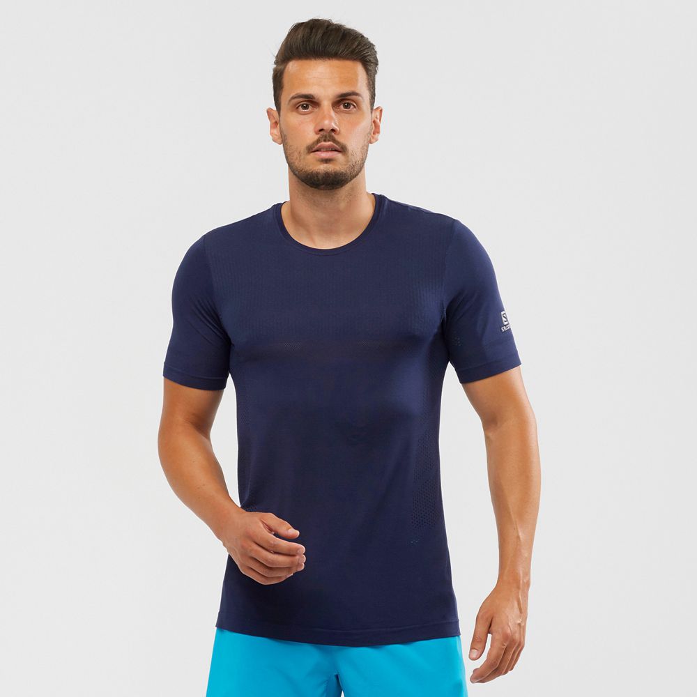 Camisetas Salomon Hombre Azul Marino - Salomon Argentina SENSE SEAMLESS M,816529-EGT